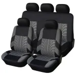 Set huse scaune auto RoGroup Mesh, 9 piese, textil elastic, gri-negru