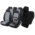 Set huse scaune auto cu husa volan si covorase RoGroup, negru-gri, 16 piese