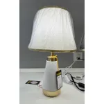 Veioza de masa VZ210WH alba si aurie cu abajur textil, 1x E27