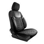 Set huse scaune auto Panda Berlin, negre cu cusături gri, 11 piese