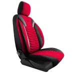 Set huse scaune auto Panda Paris rosu-negru, 11 piese, design ortopedic