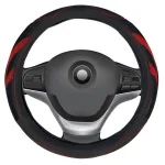 Husa volan auto Siegbert din piele ecologica, microperforata, negru cu rosu