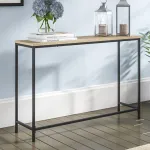 Masă consolă pentru hol Kronoby 100x30x80 cm, negru și stejar