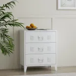 Dulap metalic cu 3 sertare Hameenlinna, alb, 72x60x40 cm