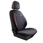 Set huse scaune auto Panda Prestige negre cu cusătură roșie, 11 piese
