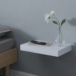 Raft de perete cu sertar alb pentru dormitor Hyvinkää [en.casa]