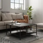 Măsuță de cafea Kumlinge 80x80 cm, metal negru, cu poliță