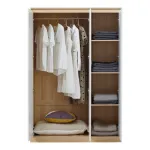 Dulap pentru haine Bastheim cu 3 uși și 4 rafturi, alb/stejar, 176x120x52 cm