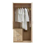 Dulap pentru haine Bodolz cu oglindă și 3 sertare, 176x80x52 cm