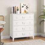 Metallkommode mit 4 Schubladen Hämeenlinna 80x40x92 cm Weiß [en.casa]