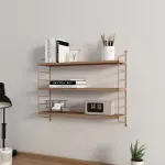 Raft de perete modular maro deschis cu 3 polite Strängnäs [en.casa]