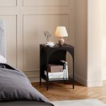 Raft metalic Akaa cu 2 polițe, negru, 52x35x35 cm, [en.casa]