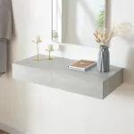 Raft suspendat de perete cu 2 sertare, aspect beton, 80 x 35 cm