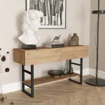 Consolă pentru hol Lappeenranta 139x43x76 cm, stejar și negru