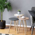 Satztisch Hjørring im 3er Set Rund 49 x Ø34 cm Grau/Weiß/Rosé [en.casa]