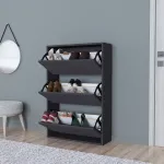 Pantofar Aurskog antracit cu 3 uși rabatabile, 110x73,5x24 cm