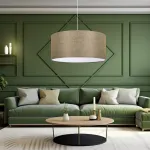 Lustră suspendată Sutton bej cu abajur textil modern [lux.pro]