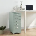 Dulap mobil cu 5 sertare din oțel, 69x28x41 cm, mentă, [en.casa]