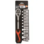 Set capete tubulare 1/2 cu clichet Kendo, 11 piese, CrV, 10-24 mm