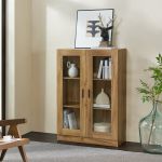 Vitrinenschrank Sorø 80x31x115cm Eiche [en.casa]