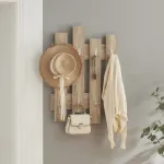 Cuier de perete Raseborg 60x80 cm cu 16 cârlige, finisaj stejar