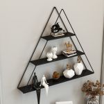 Wandregal Polvijärvi 70x9x59 cm Pyramidenförmig Schwarz [en.casa]