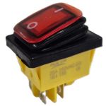 Întrerupător basculant cu burduf etanș, 4 pini, 25A, 250V