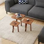 Set 3 măsuțe laterale Masku din lemn, nuanță închisă, [en.casa]