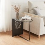 Beistelltisch Ulvik 50x50x35cm aus Metall und Glas Schwarz [en.casa]