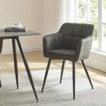 Scaun dining Birmingham gri închis, tapițat, cu cotiere