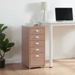 Fișet mobil cu 5 sertare din oțel, maro deschis, 69x28x41 cm