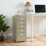 Fișet mobil de birou cu 5 sertare din oțel, camel, 69x28x41 cm