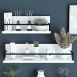 Set 2 rafturi de perete alb/negru Grue, design modern [en.casa]