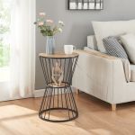 Beistelltisch Fossbergom Schwarz/Eiche-Optik [en.casa]