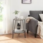 Beistelltisch Ylöjärvi mit 2 Ablagen Schwarz/Eiche-Optik [en.casa]