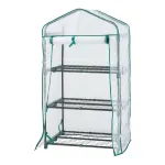 Mini seră pentru balcon cu 3 rafturi, 125x69x49 cm, albă, [en.casa]