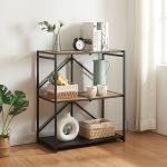 Klappregal Telemark 81x68x38 cm Schwarz/Eiche-Optik [en.casa]