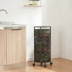 Cărucior de depozitare și servire cu 4 niveluri, negru, 74,5x33 cm