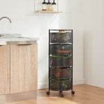 Rollwagen Steigen mit 5 Ebenen 89,5xØ33cm Schwarz [en.casa]