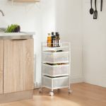 Rollwagen Sunndal mit 3 Ebenen 64,5x27x27cm Weiß [en.casa]