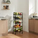 Cărucior de depozitare cu 5 niveluri și roți Tromsø, negru