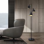 Stehlampe Witney 3-flammig Schwarz / Goldfarben [lux.pro]