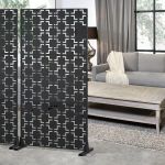 Paravan despărțitor Basciano din oțel zincat, negru, 180x90 cm