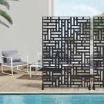 Paravan despărțitor Bernalda 180x120 cm din oțel galvanizat, negru