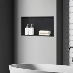 Nisă de perete încastrată pentru baie, negru mat, 62x32x10 cm