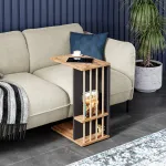 Măsuță laterală pentru laptop Siikainen cu roți, aspect lemn/negru, 65 cm