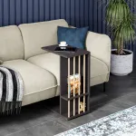 Măsuță laterală cu roți Siikainen pentru laptop, 65x44x29 cm, neagră