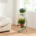 Suport pentru flori Aalten din metal verde, 2 niveluri, 61,5x30x25 cm