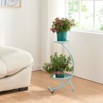 Blumenständer Aalten 61,5x30x25cm Metall Hellblau [en.casa]