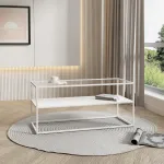 Masă de cafea Solund 102x43x46 cm alb mat cu sticlă securizată